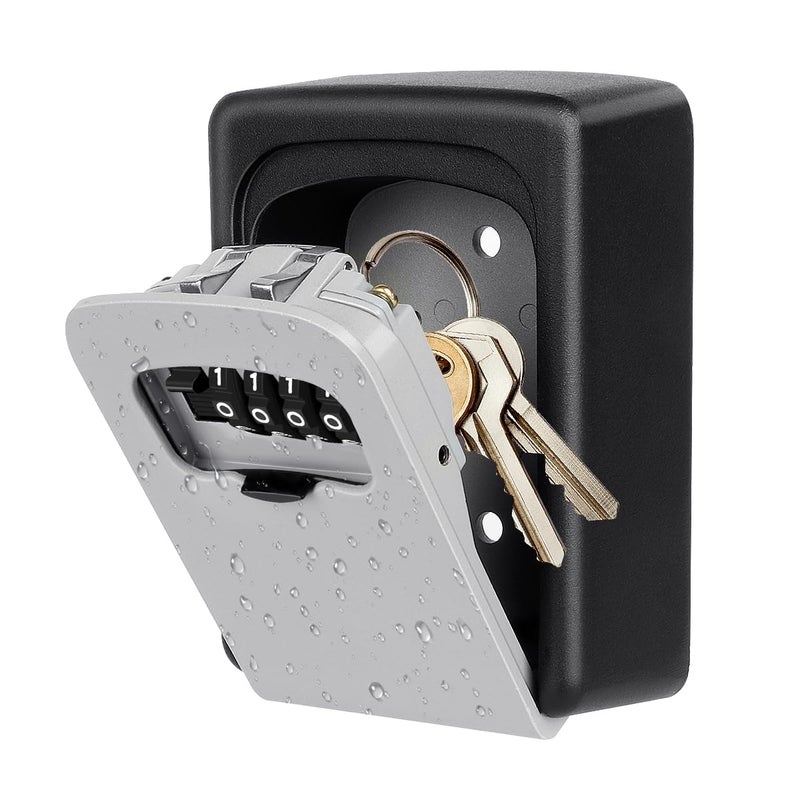 DIYASHI Key Lock Box Wall Mounted 4 Digit Combination Lock Box For House Key Weatherproof Safe Security Key Storage Lock Box For Outside Realtors Garage Spare Keys Black No Hanger - Image 1