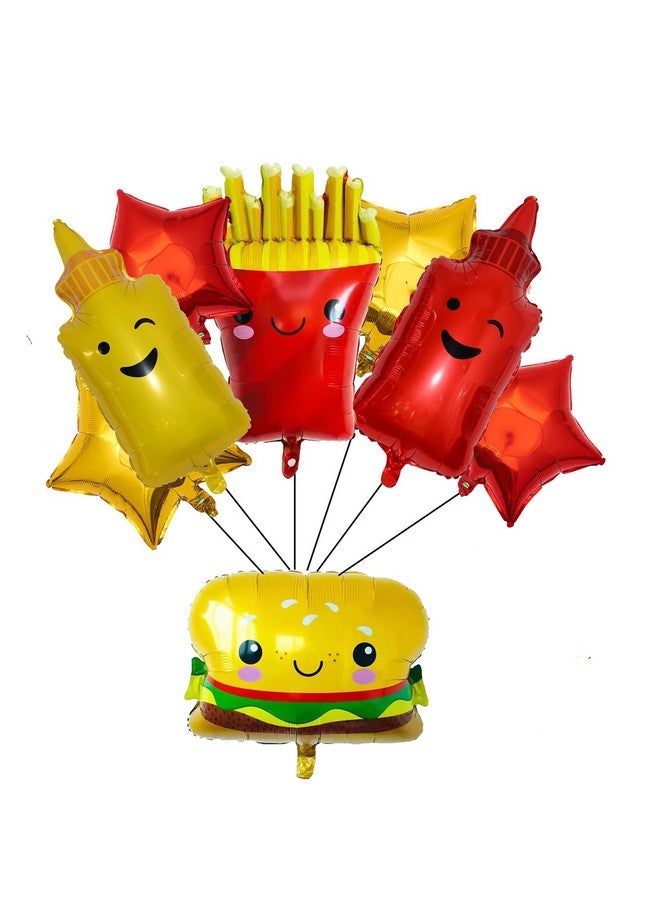 LYK 8PCS Hamburger Hot Dog Ketchup Bottles Mustard Bottles Foil Mylar Balloons Food Balloons for Birthday Barbecue Picnic Cookout Fast Food Snacks Baby Shower Party Decorations - Image 1