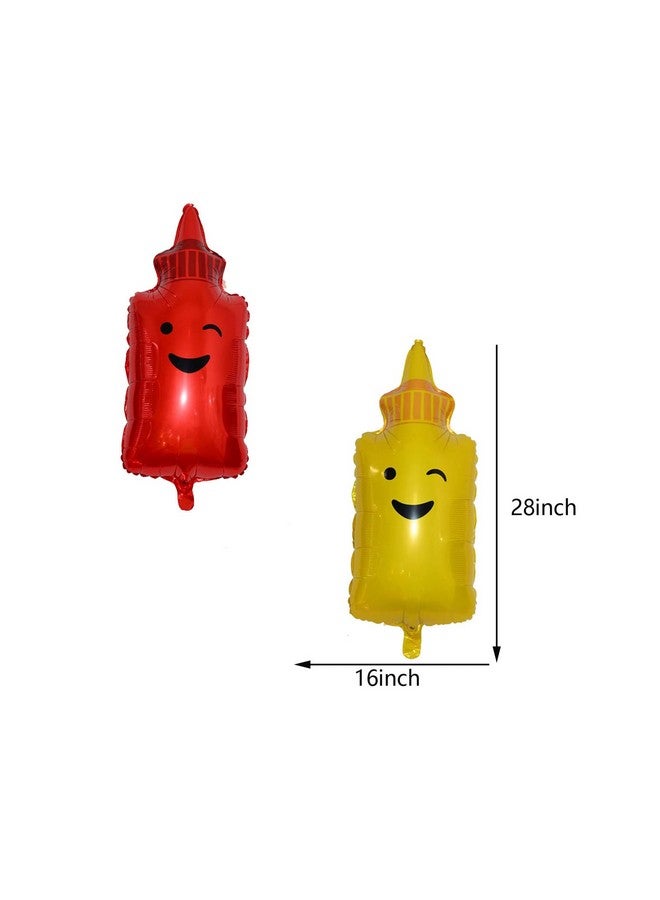LYK 8PCS Hamburger Hot Dog Ketchup Bottles Mustard Bottles Foil Mylar Balloons Food Balloons for Birthday Barbecue Picnic Cookout Fast Food Snacks Baby Shower Party Decorations - Image 2