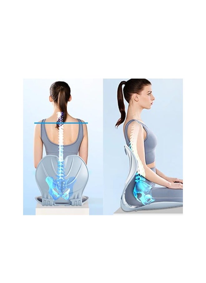 XiuWoo - Foldable Lumbar Support Posture Corrector for Chair Ergonomic Back Support for Lower Back Pain Spinal Decompression Devices for Office Workers Blue - Image 1