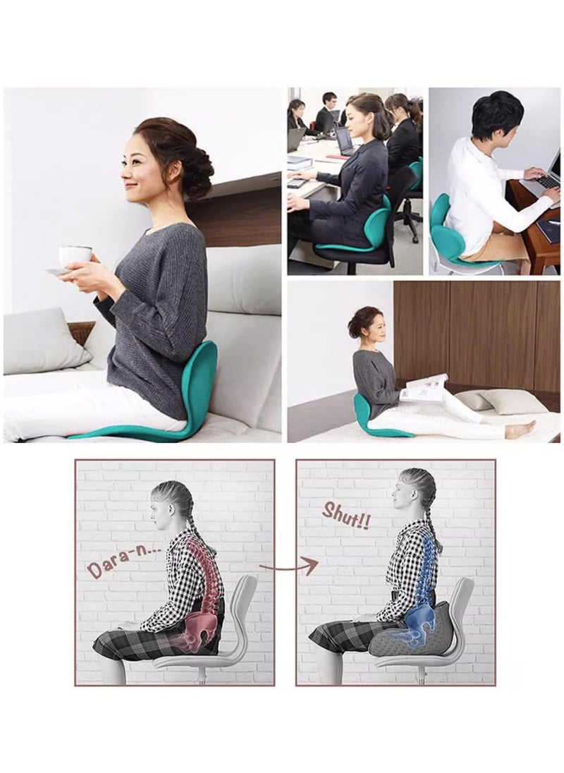 XiuWoo - Foldable Lumbar Support Posture Corrector for Chair Ergonomic Back Support for Lower Back Pain Spinal Decompression Devices for Office Workers Blue - Image 1