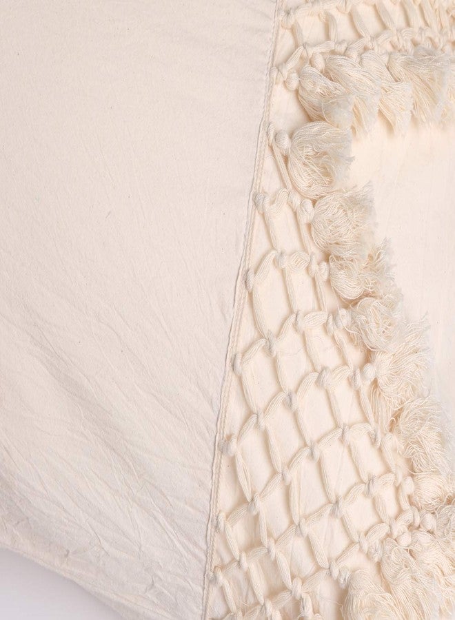 Flber Tufted Tassel Sham Set Lattice Cotton Pillow Covers,19.7in x35.5in,Set of 2 - Image 5