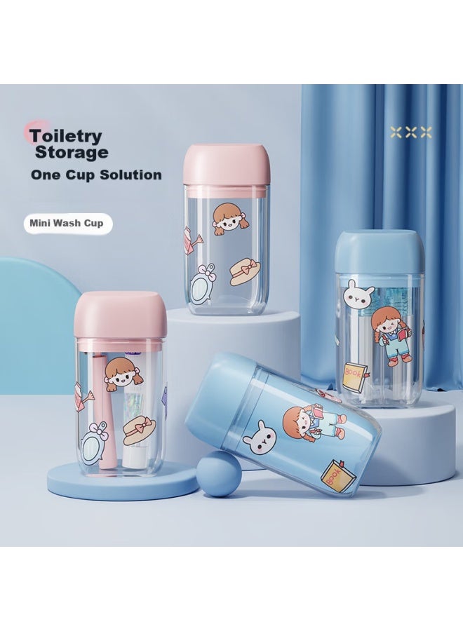 ETRAVEL Etravel Travel Mini Toiletry Cup, Toothbrush Holder Set, Mouthwash Cup, Toothbrush Cup, Storage Box, Beier Pink - Image 1