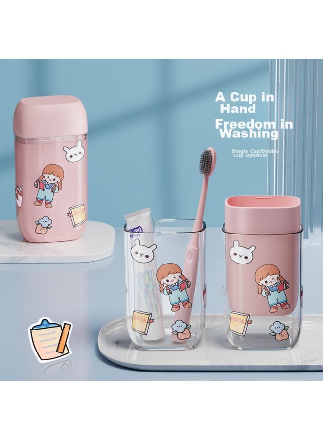ETRAVEL Etravel Travel Mini Toiletry Cup, Toothbrush Holder Set, Mouthwash Cup, Toothbrush Cup, Storage Box, Beier Pink - Image 2