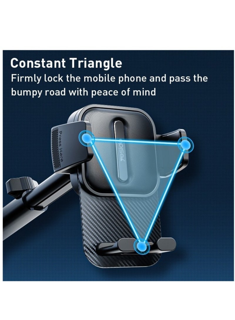 Yesido C174 Suction Cup Type Telescopic Car Phone Holder (Black) - Image 5