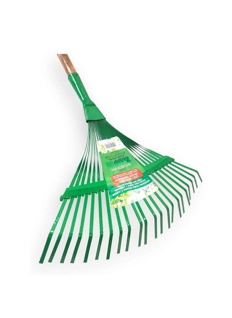 تراب - أداة تنظيف الحديقة من Trapp Brazil Premium Steel مع مقبض خشبي ، أداة تنظيف الأوراق (FJ 1101) - Image 1