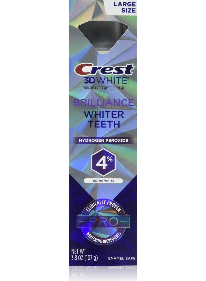 Crest 3D White Brilliance Pro Ultra White Teeth Whitening Toothpaste, 3.8 oz, Anticavity Fluoride Toothpaste, 4% Hydrogen Peroxide, Active Whitening Protection