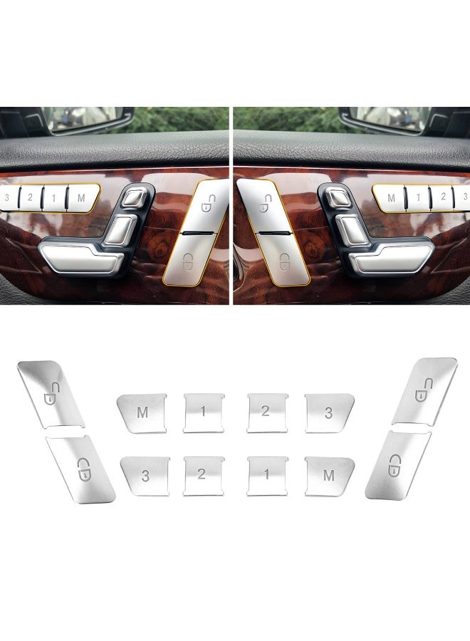 Generic W204 Chrome Lock Unlock Button Stickers Seat Memory Door Switch Trim Cover Interior Decoration for Mercedes Benz GLK ML GL A B C E C117 GLA CLA CLS W218 X156 GLE GL GLS - Image 1