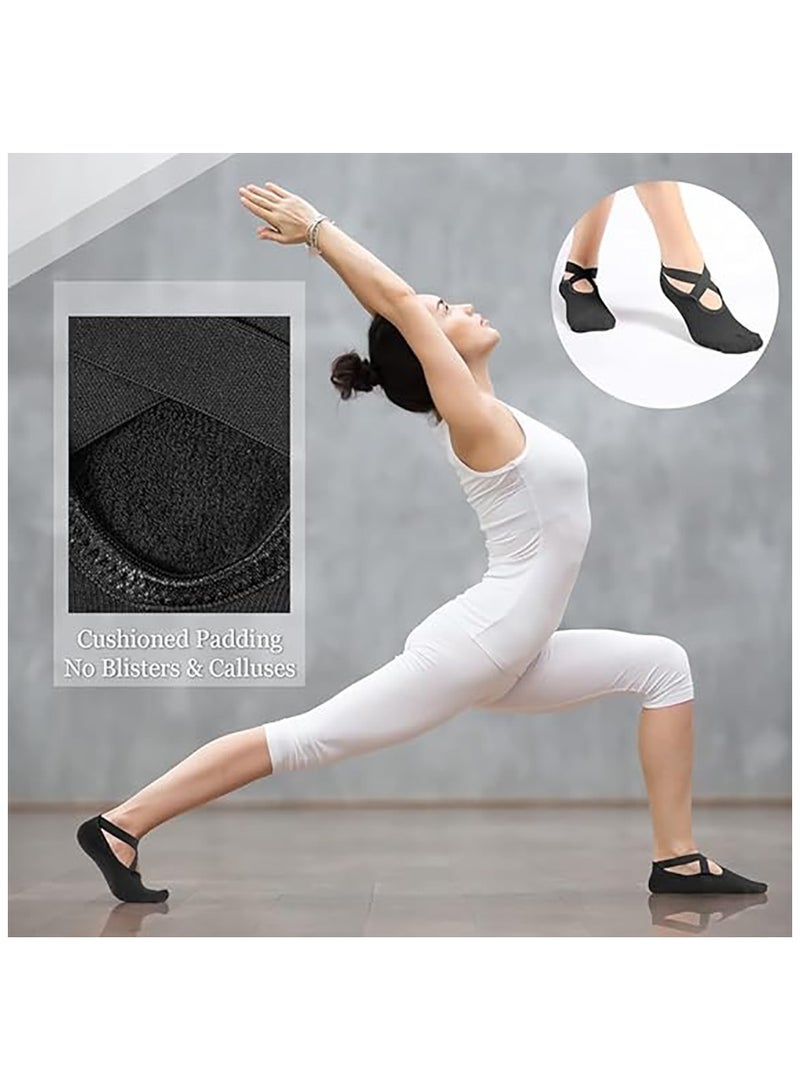 YelaJoy 2 Pairs Strap Non-slip Yoga Socks for Women,Unisex Yoga Special Sports Socks Slipper Socks Pilates Socks with Grips Cotton Football Socks Ballet Dance Socks Anti-Skid Socks for Barre Fitness  - Image 3