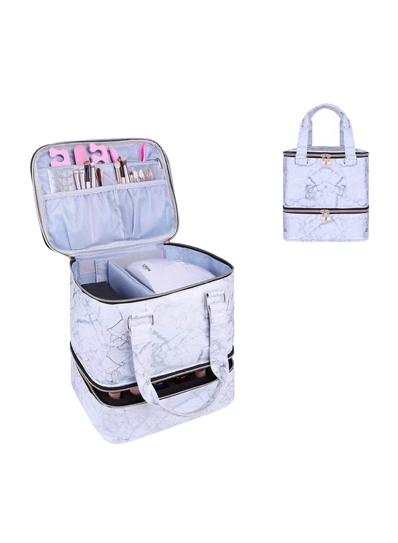 أوريتي منظم طلاء الأظافر أدوات الأظافر ذات الطبقة المزدوجة وحالة مجفف الأظافر مع الفواصل - Image 1