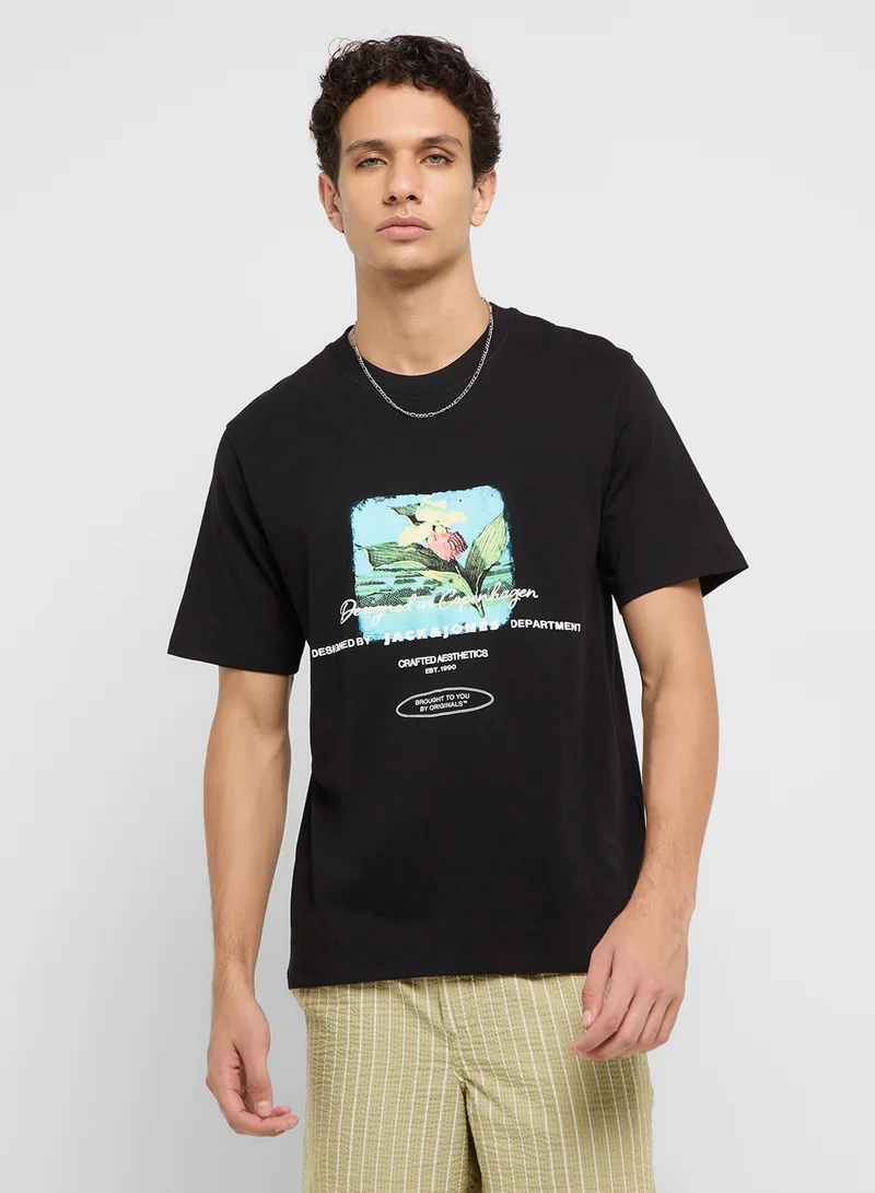 جاك اند جونز JORALMERIA STAMP TEE SS CREW NECK