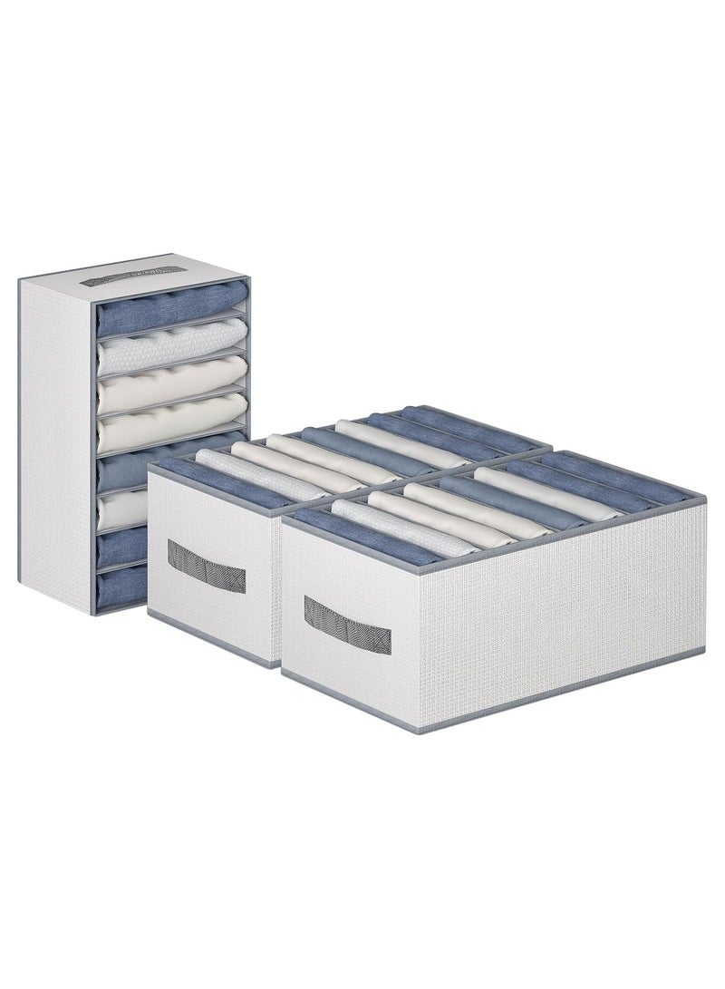 3 Pack Wardrobe Clothes Organizer, 8 Grids Waterproof Mesh Closet Organizer for Jeans, Foldable Washable Closet Storage Box for Clothes Wardrobe Home Bedroom Office - Image 1