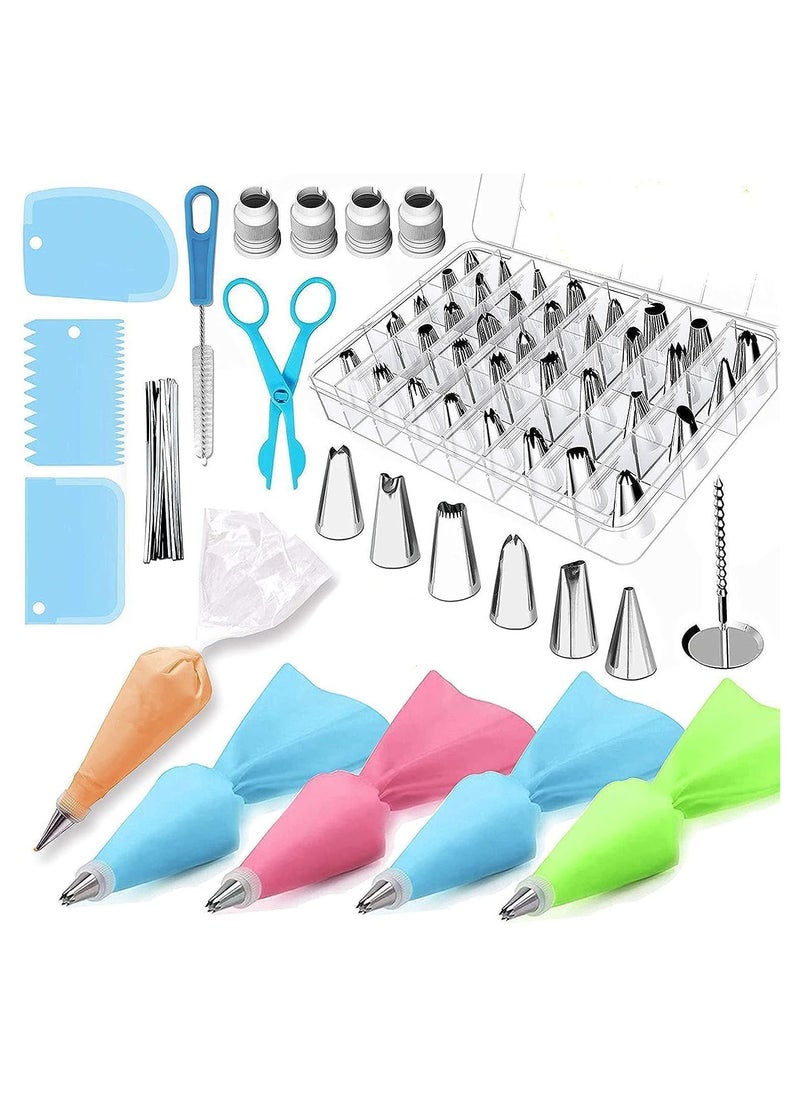 NNEWVANTE 72 Piece Cake Decorating Set Decorating Set Baking Supplies with Icing Wand, Pastry Wand, Icing Spatula, Pipe Nozzle Coupler DIY Baking and Pastry Tools  - Image 1