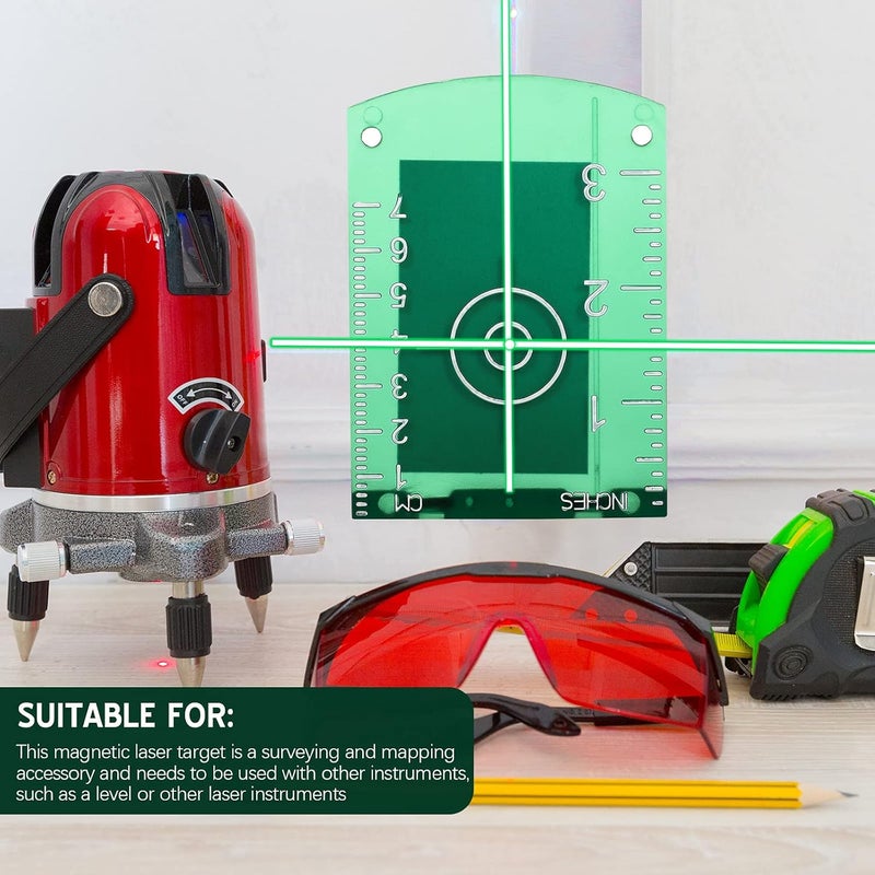 TOODOO 4 Pieces Laser Targets Magnetic Floor Laser Targets Plate Laser Card with Stand for Green Laser Level Red Laser Level to Enhancing the Visibility - Image 4