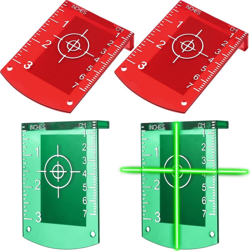 TOODOO 4 Pieces Laser Targets Magnetic Floor Laser Targets Plate Laser Card with Stand for Green Laser Level Red Laser Level to Enhancing the Visibility - Image 1