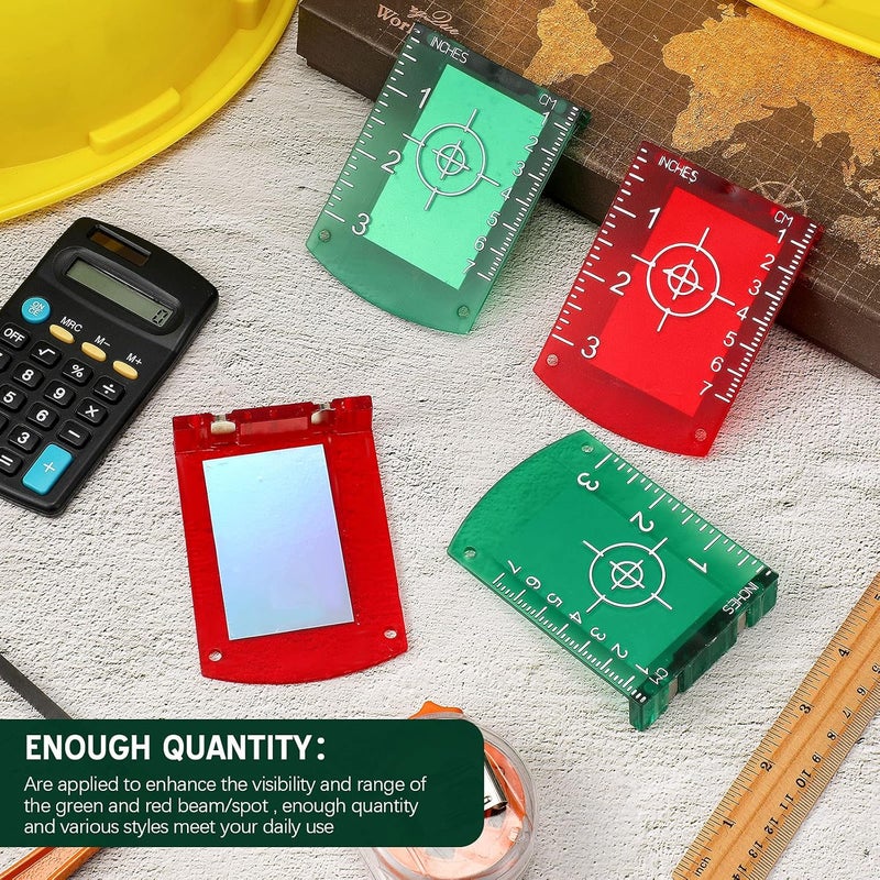 TOODOO 4 Pieces Laser Targets Magnetic Floor Laser Targets Plate Laser Card with Stand for Green Laser Level Red Laser Level to Enhancing the Visibility - Image 5