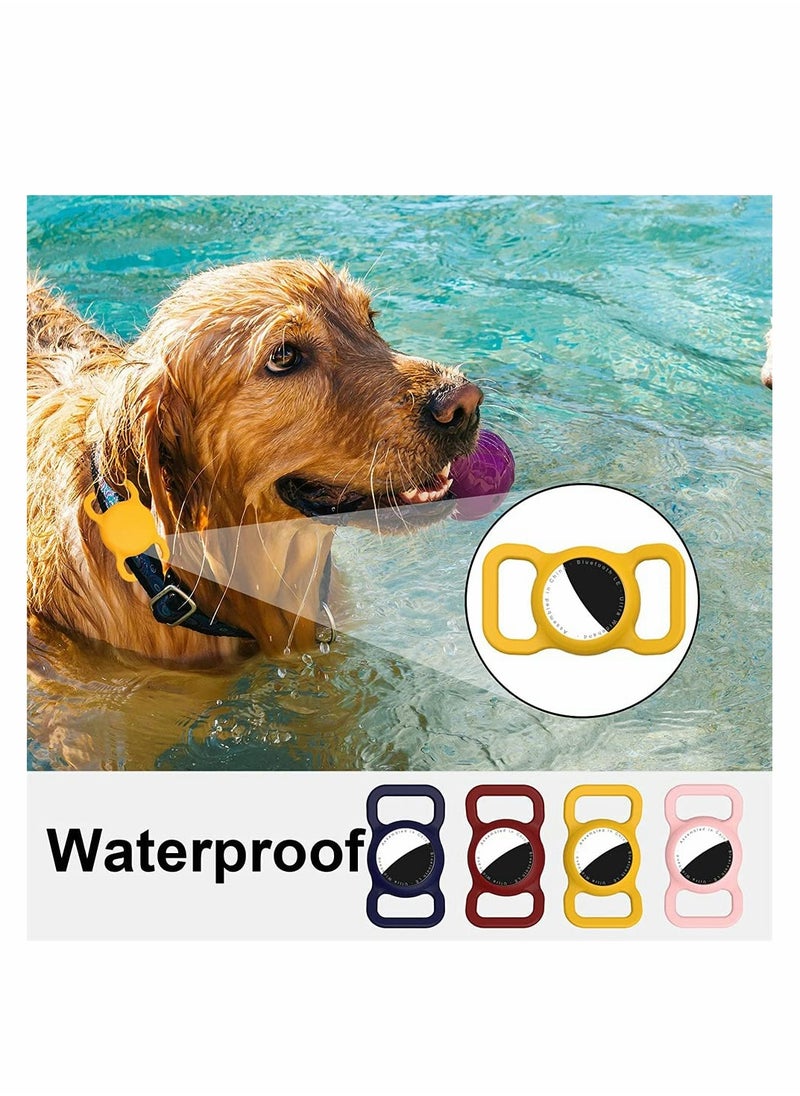 SYOSI - Pet Collar Cases Compatible with Apple Airtag, Silicone Dog Cat Collars Protective GPS Finder Case, Glow Loop Holder for Airtag Anti Lost Device (2 Pack, Wine Red, Orange ) - Image 1
