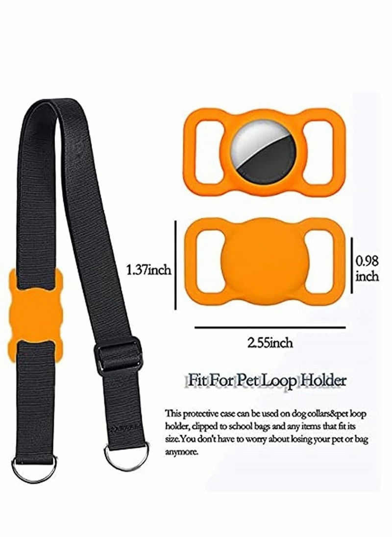 SYOSI - Pet Collar Cases Compatible with Apple Airtag, Silicone Dog Cat Collars Protective GPS Finder Case, Glow Loop Holder for Airtag Anti Lost Device (2 Pack, Wine Red, Orange ) - Image 1