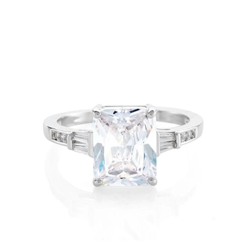 BUCKLEY LONDON THE CARAT COLLECTION - CLEAR BAGUETTE WITH TAPERED BAGUETTE SHOULDERS RING
