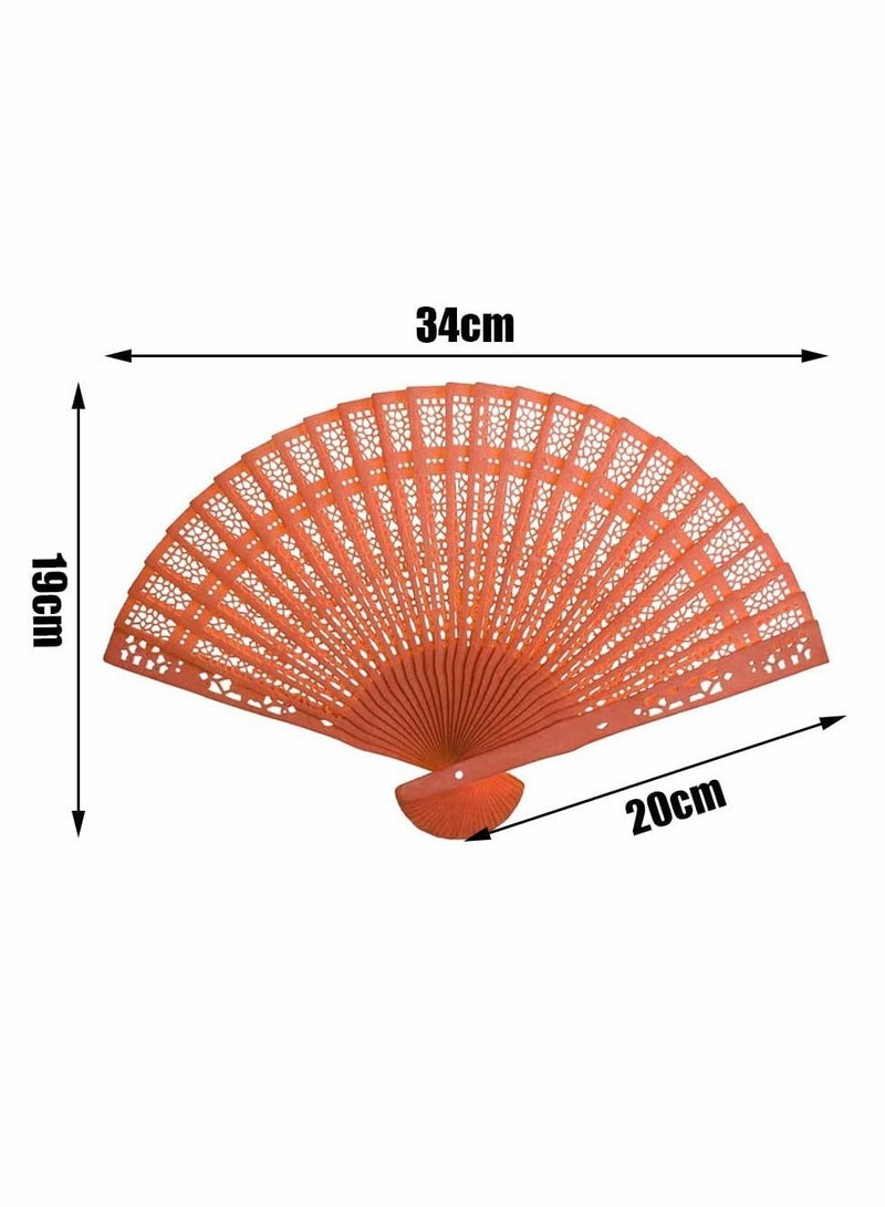 Wooden Handheld Folding Fans Vintage Sandalwood Fan with Tassel for Women Foldable Wedding Gift Party Home DIY Baby Shower (2Pack) - Image 5