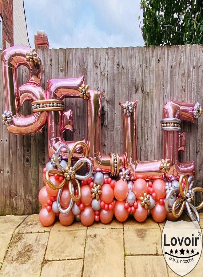 Lovoir 40 Inch Large Rose Gold Letter R Balloons Big Size Jumbo Mylar Foil Helium Balloon for Birthday Party Celebration Decorations Alphabet Rose Gold R - Image 4