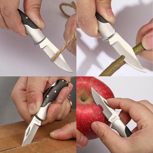 EZKIT Small Pocket Knife, EDC Pocket Knife, D2 Stainless Steel and Wood Handle, Small Knife, Blade Length 2in - Image 5