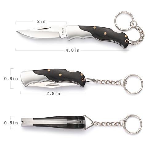 EZKIT Small Pocket Knife, EDC Pocket Knife, D2 Stainless Steel and Wood Handle, Small Knife, Blade Length 2in - Image 2