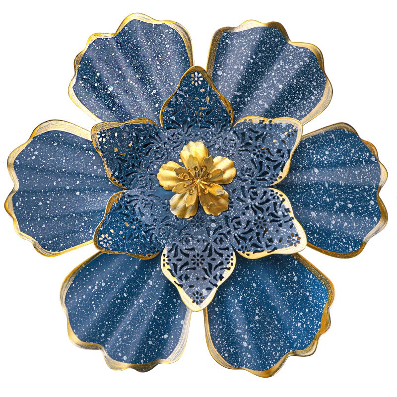 EASICUTI EASICUTI Blue Metal Flower Wall Decor Boho Metal Wall Art Decorations Hanging for Indoor Outdoor Home Bathroom Patio Fence Garden Bedroom Living Room Or Wall Sculptures 12 Inch 