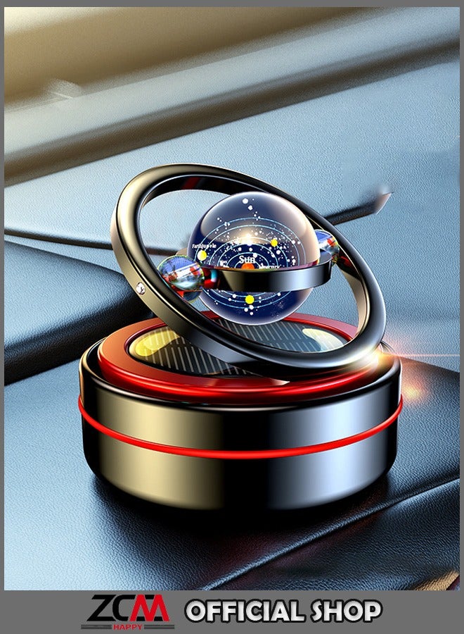 ZCM-HAPPY Solar Powered Car Air Freshener with Rotating Solar System Themed Crystal Ball - Aromatherapy Ornament for Vehicle, Soothing Fragrance with Solar Motion  - Image 1