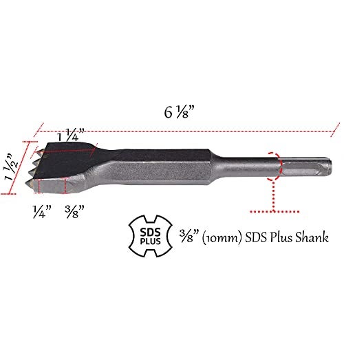 ACTINTOOL 6 1/8 in. x 1 1/2 in. SDS Plus Tuckpointing Mortar Raking Bit, Tile Thinset Removal Floor Scraper Bit, 4 Tips Concrete Repair Patch Prepare Bushing Tool Bit for Rotary Hammer - Image 3
