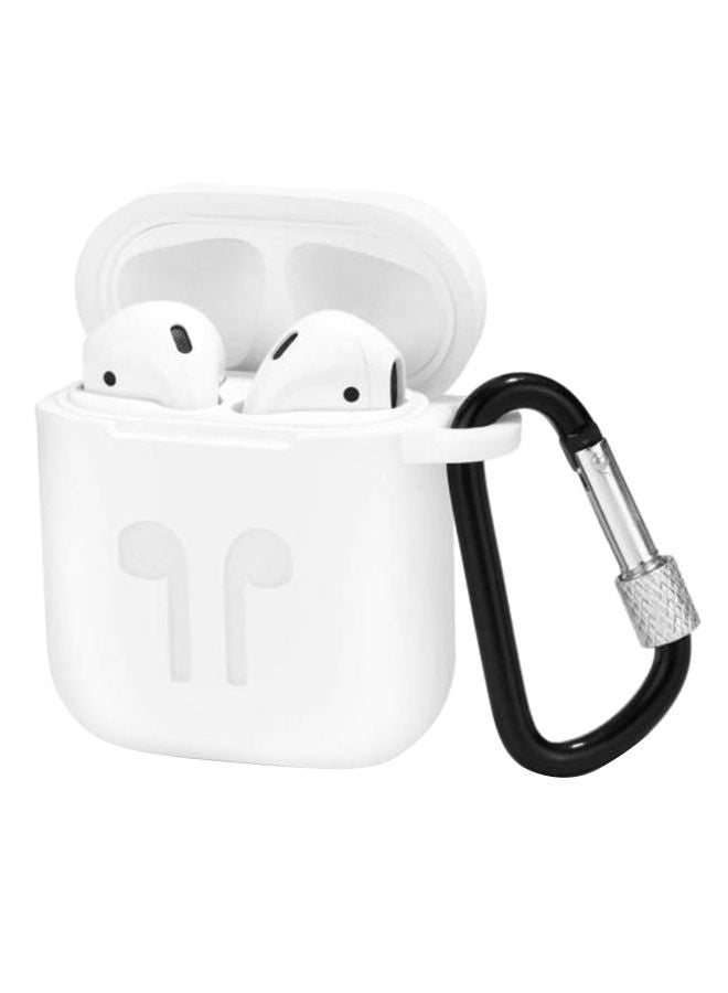 NIBEMINENT Apple AirPods Thick Silicone Shockproof Case Cover With Hanging Clip White