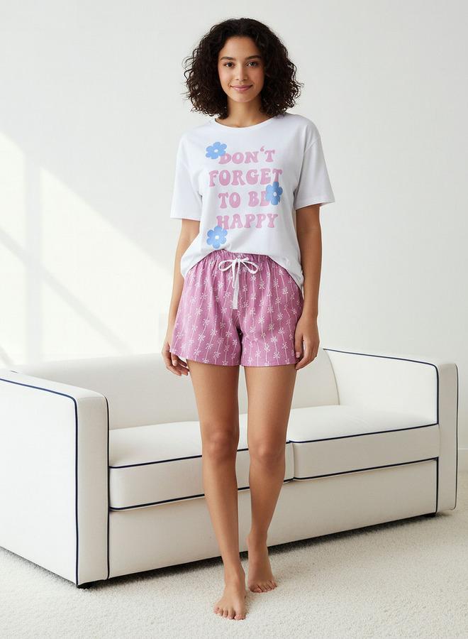 Splash FAV Pyjama Set Floral Print T shirt & Shorts - Image 1