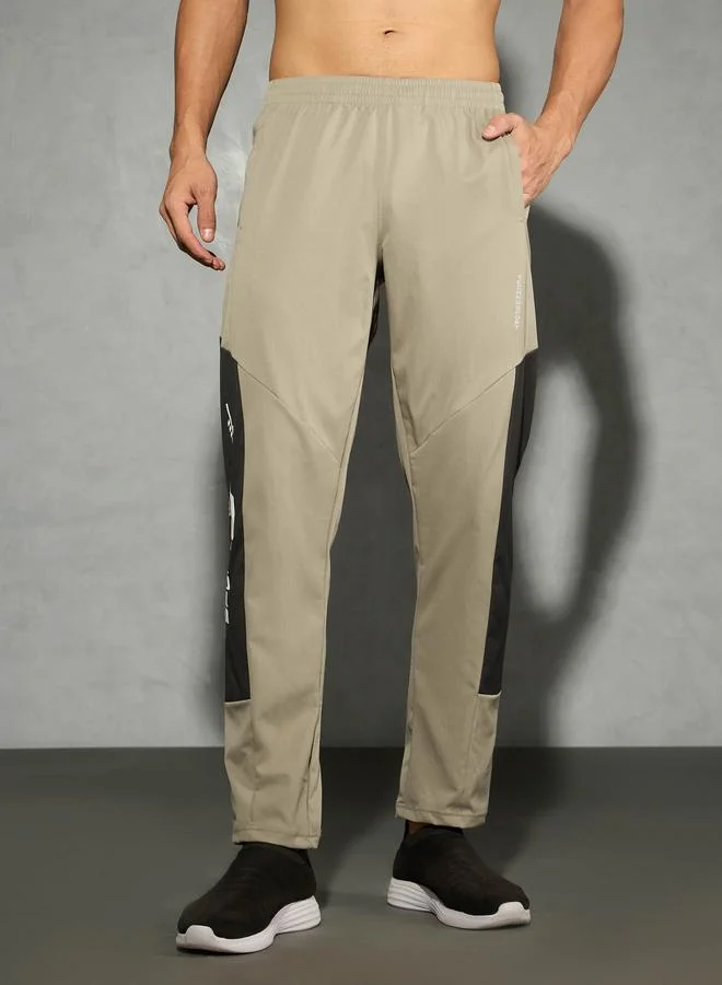 تكنوسبورت Technosport Men Brown Relaxed Fit Contrast Panel Track Pants