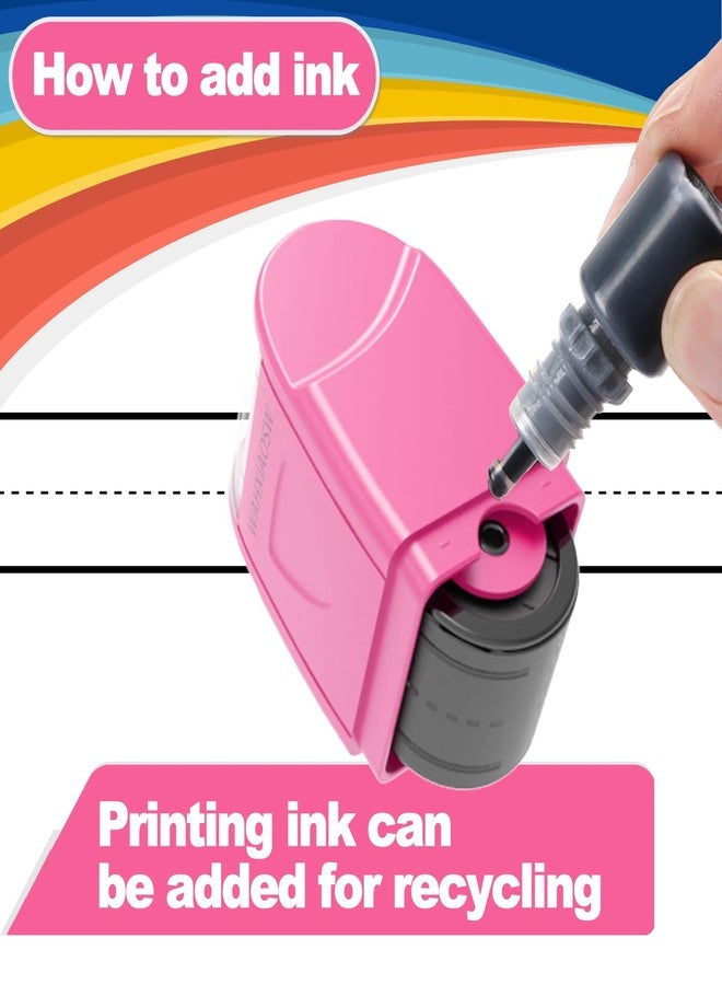 WAHXIAOSW Handwriting Stamp Line Roller,Handwriting Lines Stamp Roller Self-Inking Line Rolling Stamps Handwriting Practice Tool for Teachers Kids Kindergarten-1refill Ink Included (-Pink) - Image 3