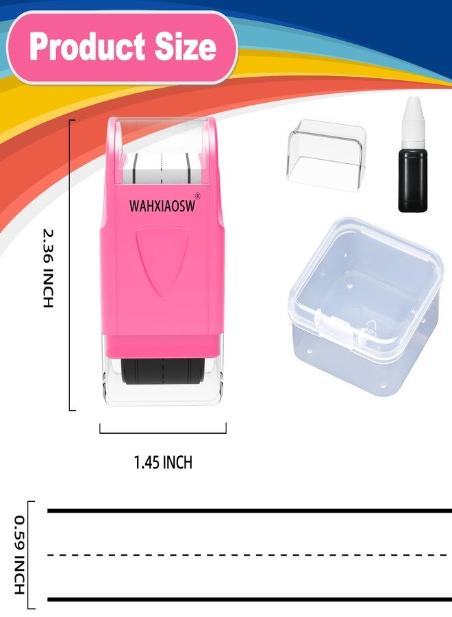 WAHXIAOSW Handwriting Stamp Line Roller,Handwriting Lines Stamp Roller Self-Inking Line Rolling Stamps Handwriting Practice Tool for Teachers Kids Kindergarten-1refill Ink Included (-Pink) - Image 2