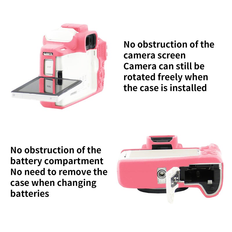 Easy Hood Camera Case for Canon EOS M50/M50 Mark II Digital Camera, Anti-Scratch Soft Silicone Case Cover Housing Protective Cover Protector Camera Body Skin Case (Rose) - Image 3