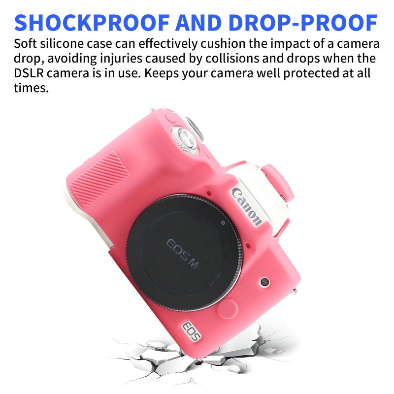 Easy Hood Camera Case for Canon EOS M50/M50 Mark II Digital Camera, Anti-Scratch Soft Silicone Case Cover Housing Protective Cover Protector Camera Body Skin Case (Rose) - Image 4