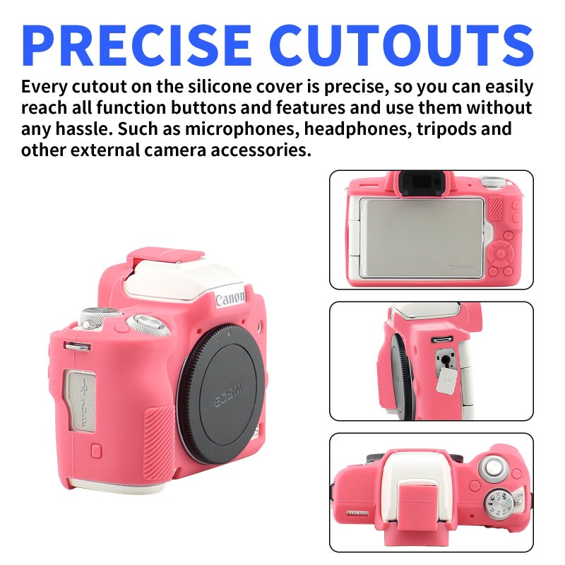 Easy Hood Camera Case for Canon EOS M50/M50 Mark II Digital Camera, Anti-Scratch Soft Silicone Case Cover Housing Protective Cover Protector Camera Body Skin Case (Rose) - Image 2