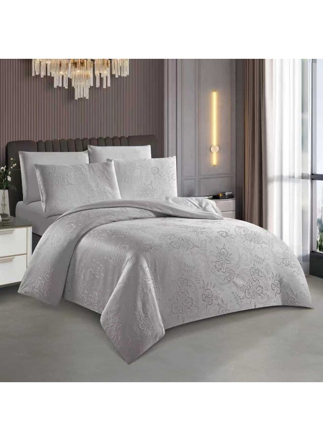 6 pcs Luxury Jacquard King Size Comforter Set – Elegant Embossed Design, Soft & Cozy All-Season Bedding