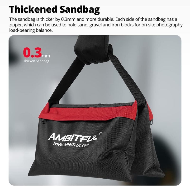 AMBITFUL Set of Heavy Duty Sand Bag Photography Studio Video Stage Film Sandbag Saddlebag for Light Stands Boom Arms Tripods (4 Packs) - Image 3