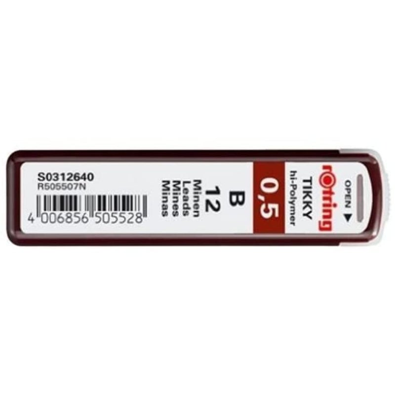 Rotring Rotring Lead Refills Hi-Polymer for Fine Mechanical Pencils, 0.50 mm, B  - Image 1