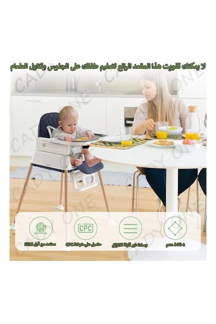 غرائب التحف  كرسي طعام للأطفال والرضع 3 في 1 قابل للتعديل مع صينية قابلة للفصل – مريح وآمن" - Image 3