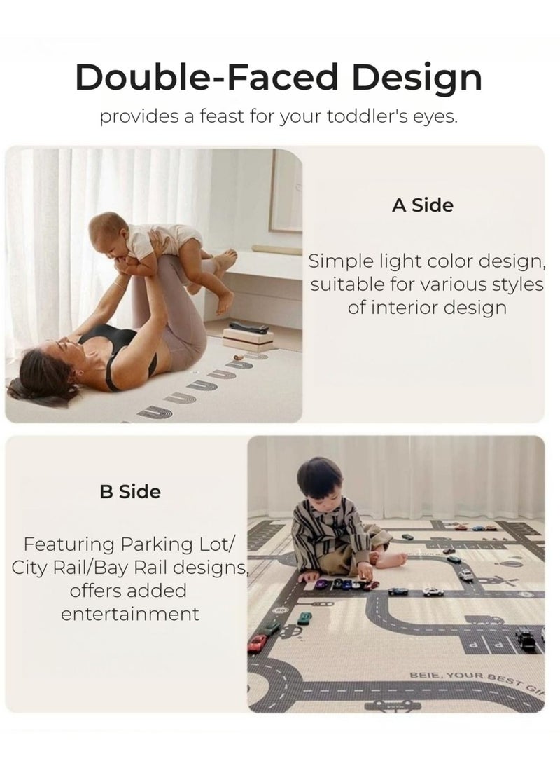BEIE - Foldable Baby Play Mat, Extra Large Waterproof Activity Playmats for Babies,Toddlers, Infants, Play & Tummy Time, XPE Foam & Soft Fabric Baby Mat for Floor with Travel Bag - Image 1
