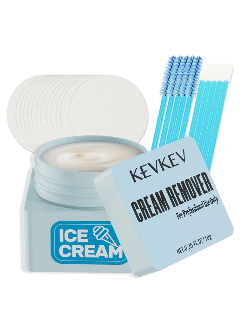 KevKev KevKev Lash Remover for Lash Extensions Eyelash Extension Remover Kit 10ml Ice-Cream Flavor Lash Glue Remover with Eye Patch Brushes Quick Dissolves Low Irritation For Professional Use Only(Ice-Cream) 