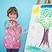 Bassion Kids Art Smock Toddlers Painting Aprons Colorful Waterproof Children Artist Smock with Long Sleeve 3 Roomy Pockets for Age 28 Years GiftsAzure Pink - Image 3