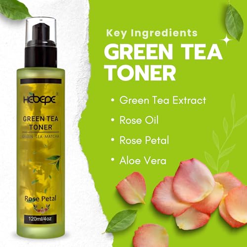Hebepe Green Tea Matcha Facial Toner with Rose Petal Refreshing and Soothing Face Toner with Rose Oil Aloe Vera120ml - Image 5