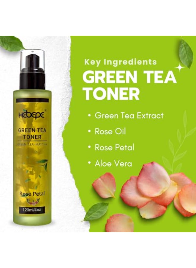Hebepe Green Tea Matcha Facial Toner with Rose Petal Refreshing and Soothing Face Toner with Rose Oil Aloe Vera120ml - Image 4