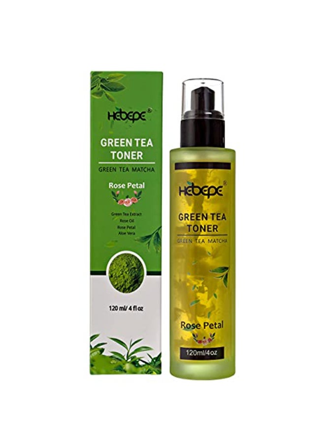 Hebepe Green Tea Matcha Facial Toner with Rose Petal Refreshing and Soothing Face Toner with Rose Oil Aloe Vera120ml - Image 1