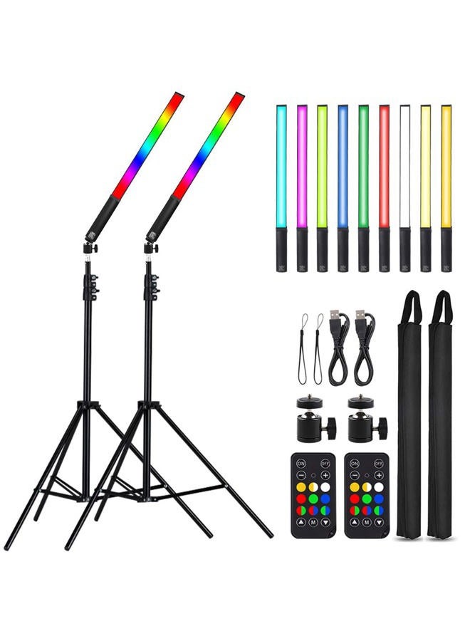 ITOTIN LED Light Sticks RGB Light Wand, Photography Light Stick LED Video Lighting Kit 9 Color Modes, with 26.2" to 78.7" Tripods, Adjustable 3200K-5600K, Pack of 2 [Upgraded] - Image 1