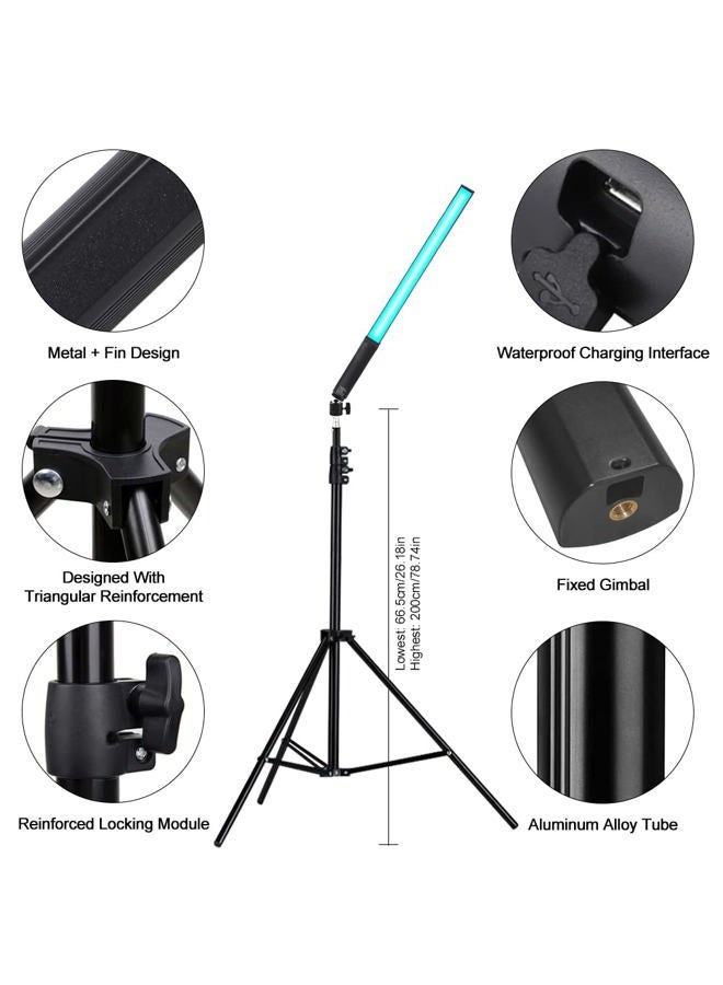 ITOTIN LED Light Sticks RGB Light Wand, Photography Light Stick LED Video Lighting Kit 9 Color Modes, with 26.2" to 78.7" Tripods, Adjustable 3200K-5600K, Pack of 2 [Upgraded] - Image 2